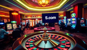 Engaging players at SV388 com enjoying thrilling online gambling activities in a vibrant casino scene.