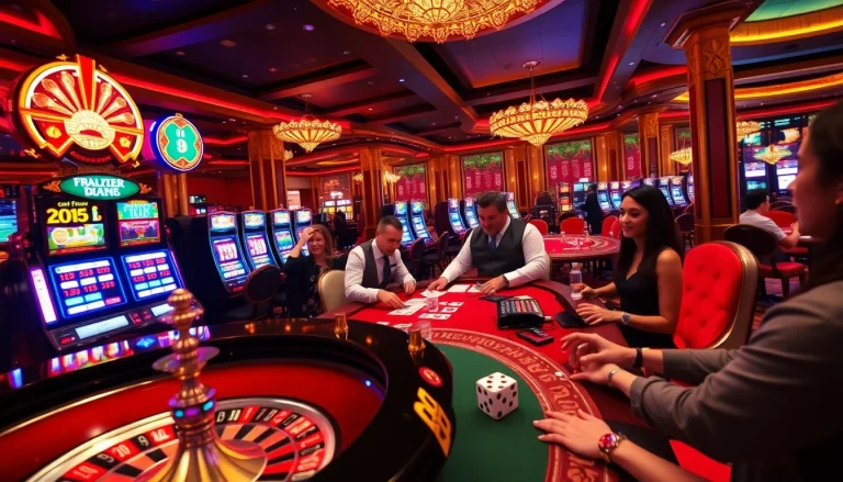 Experience the thrill of gaming at https://jun88pl.com/ featuring luxurious casino tables and vibrant slot machines.