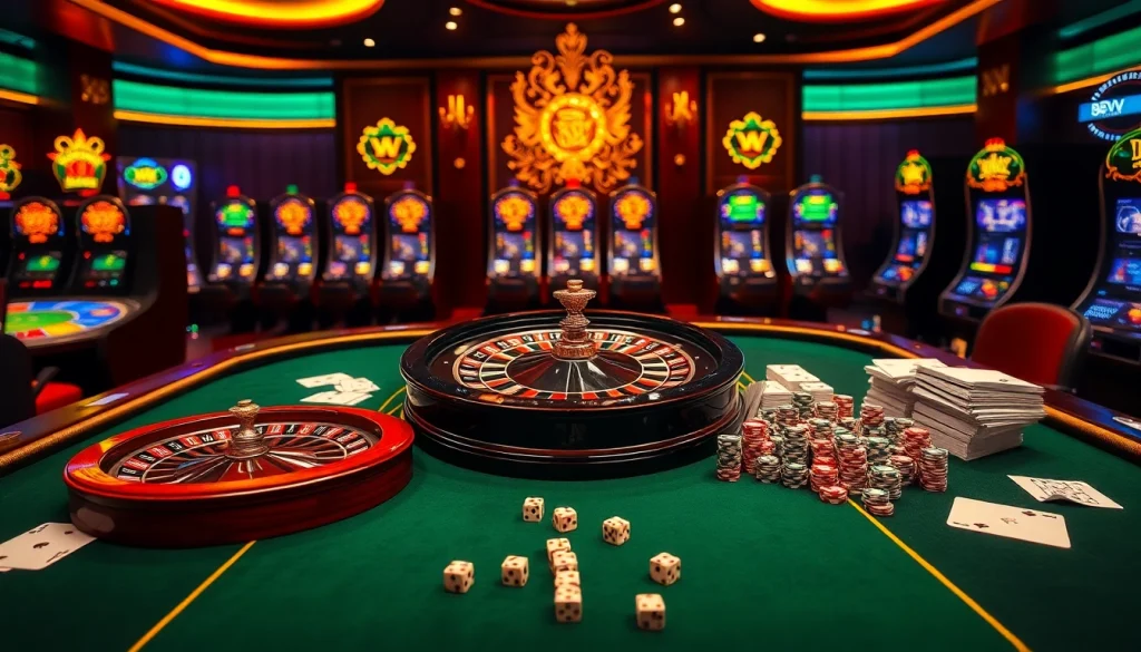 88vv casino scene featuring poker chips and a roulette wheel in a luxurious setting.