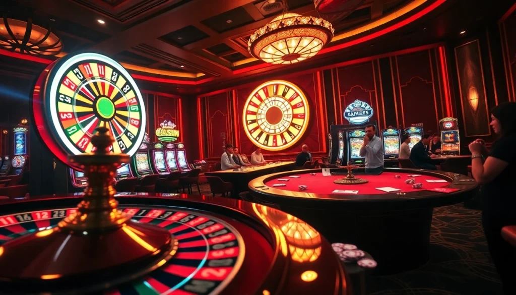 Experience the thrill of gambling at tr88 casino with glimmering poker chips and a spinning roulette wheel.