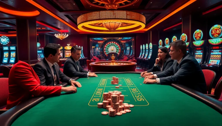 Experience the thrill of F168 with a glamorous poker scene showcasing high-stakes excitement and vibrant casino elements.