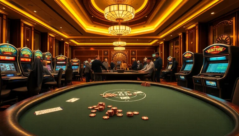 The excitement of kèo nhà cái comes alive at an upscale casino with poker tables and roulette wheels.