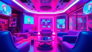 Experience free NSFW AI in a futuristic lounge with dynamic interactions and sleek design.