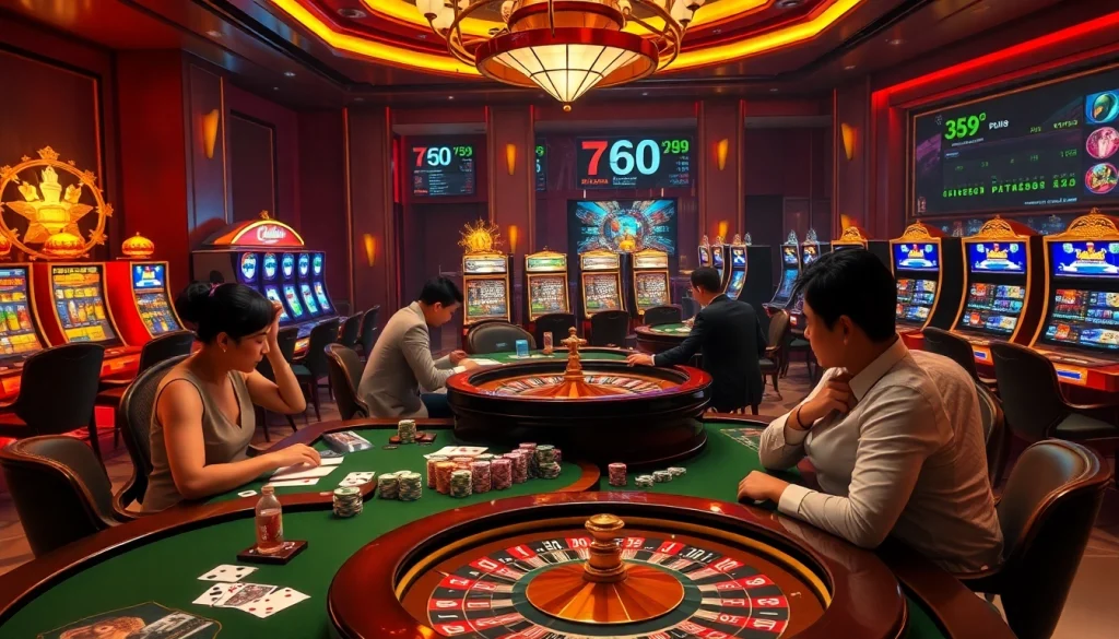 Experience thrilling gameplay at Fb88 with vibrant casino tables and exciting slot machines.