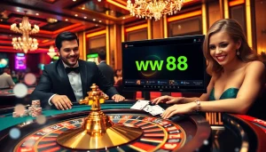 Experience the excitement of online gambling at ww88 with players at a roulette table.