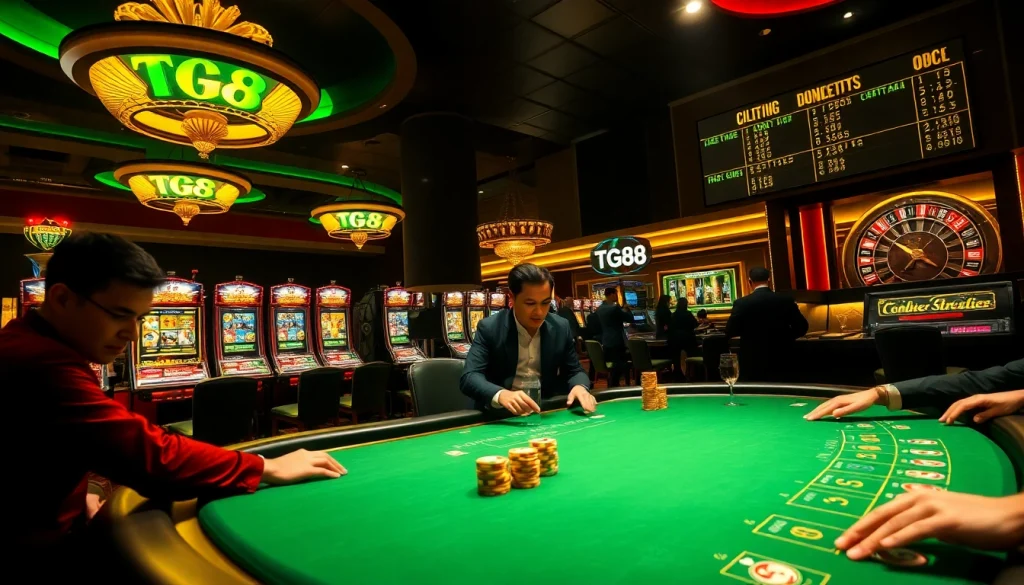 Experience the thrill of tg88 gambling at a luxurious poker table filled with excitement and anticipation.