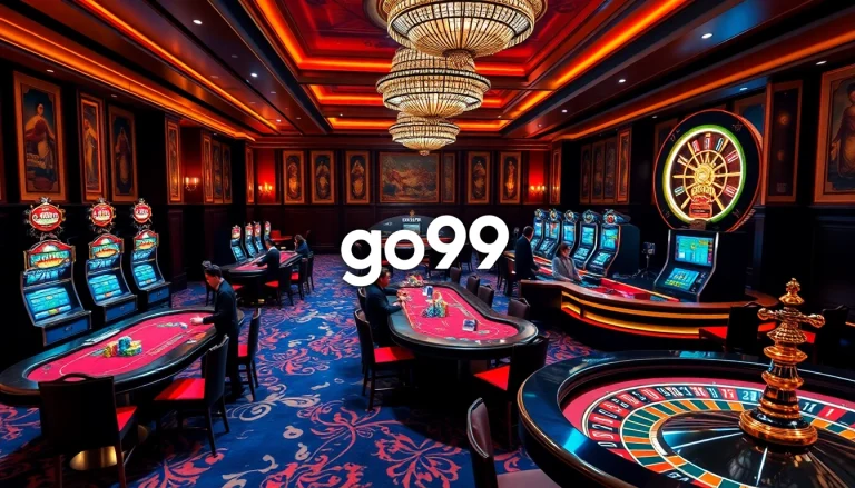 Experience the thrilling gameplay at go99 with luxurious casino tables and vibrant slot machines.