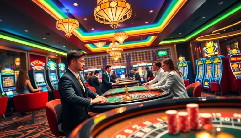 Engage in thrilling casino games at 566 with vibrant tables and exciting slot machines.