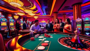 Players engaging at the FLY88 poker table, immersing in a thrilling casino experience.