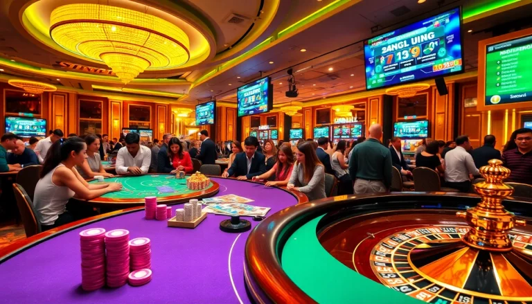 Engaging table games and online betting elements showcase Nhà cái uy tín BJ88's exciting gambling atmosphere.