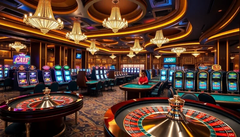 Experience thrilling gaming at lc88 casino with vibrant tables, slot machines, and excitement.