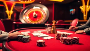 Experience the thrill of gaming with a lively casino scene showcasing bancadoithuong.observer's poker table.