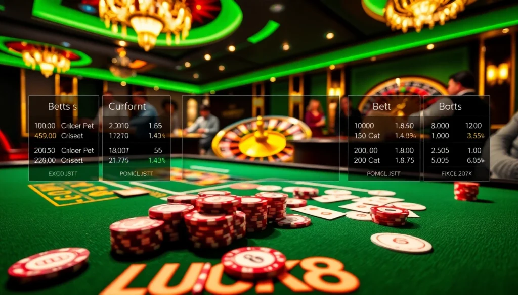 Experience thrilling gameplay at LUCK8 with vibrant casino ambiance and exciting betting action.
