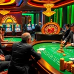 Excited gamblers enjoying a thrilling game at uu88 casino tables filled with chips and cards.