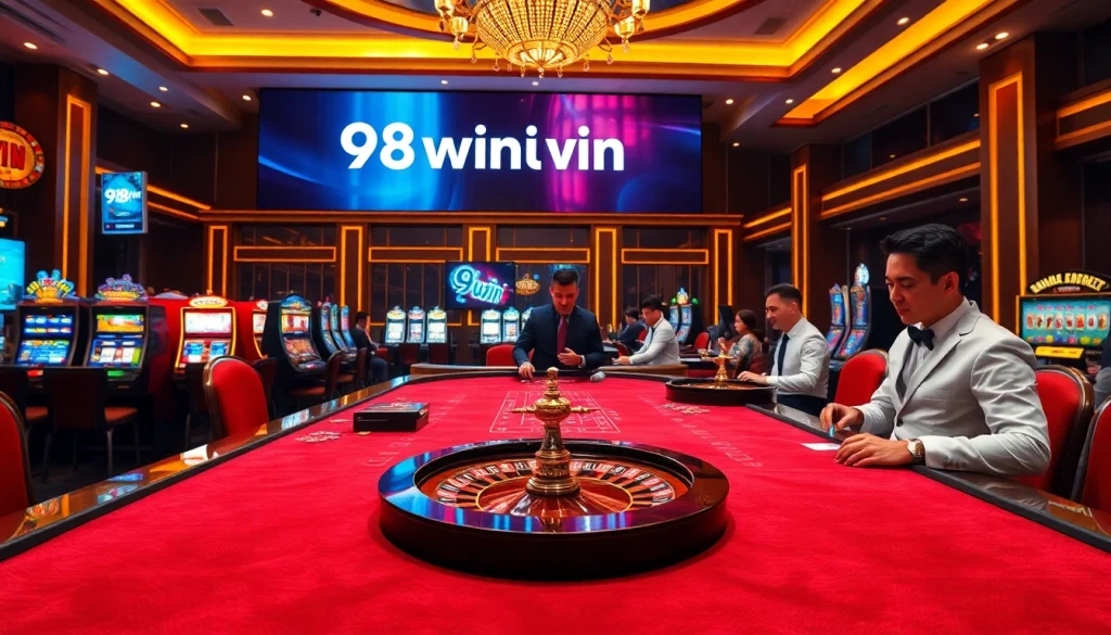 Experience the excitement of high-stakes gambling at 98win vin with vibrant casino visuals.