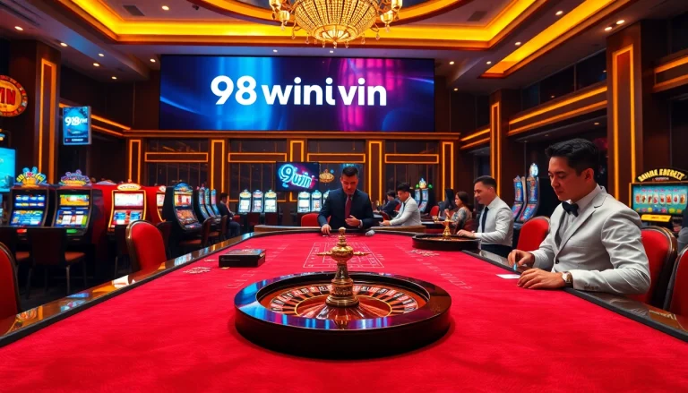 Experience the excitement of high-stakes gambling at 98win vin with vibrant casino visuals.