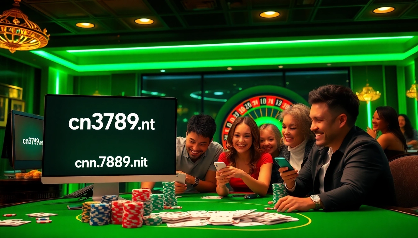 Experience the ultimate gaming action with cn3789.net, showcasing an exciting online casino environment filled with vibrant lights and enthusiastic players.