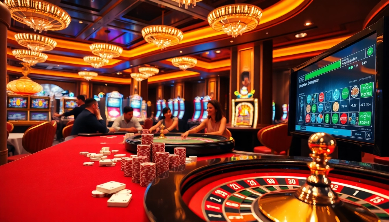 Players enjoying thrilling games at the GG88 casino with vibrant tables and high-stakes excitement.