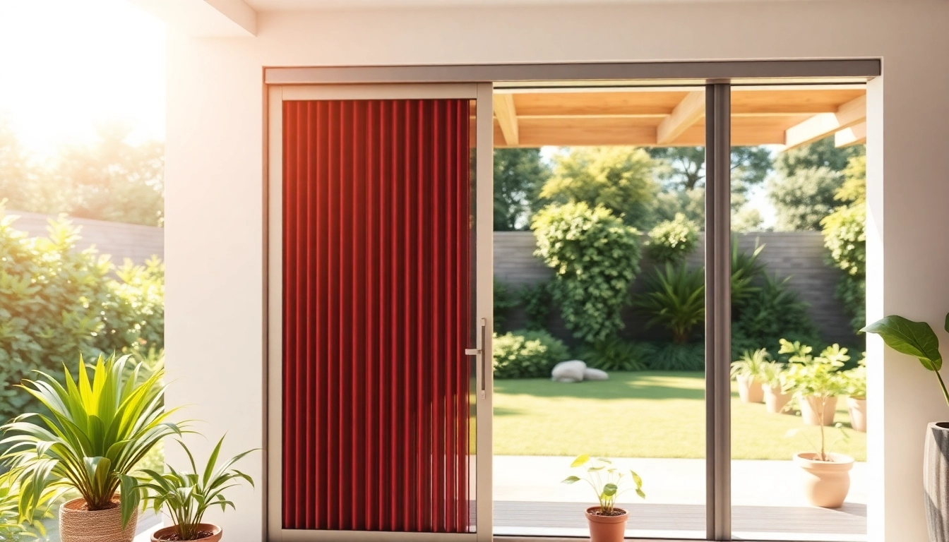 Beautiful sliding pleated fly screen door enhancing a harmonious indoor-outdoor living space.