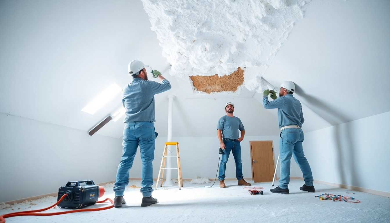 Efficient spray foam removal Hampshire being conducted by professionals in a clean attic environment.