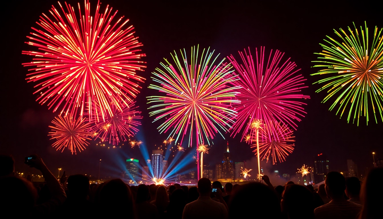 Experience stunning fireworks for sale lighting up the night sky over a captivated crowd.