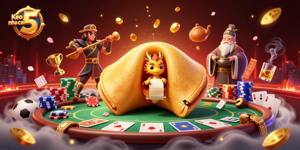 Experience Keo nha cai 5 with an exciting online sports betting illustration depicting dynamic characters and betting elements.
